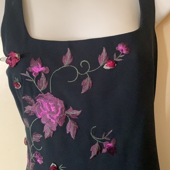 Laundry by Shelli Segal black dress w floral size 4 - Picture 2 of 10